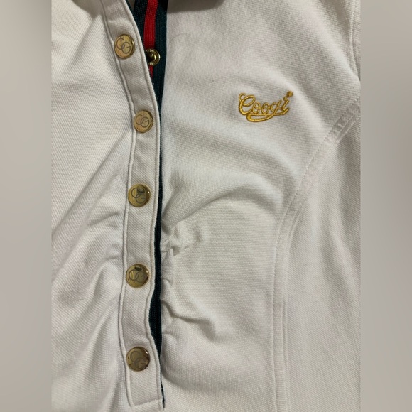 COOGI white polo, red and green stripe gold size large Y2K vintage - Picture 3 of 10
